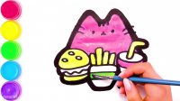 آموزش نقاشی به کودکان - نقاشی گربه و خوراکی