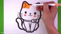 آموزش نقاشی کودکان  نقاشی گربه کیوت برای کودکان
